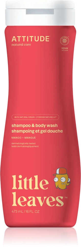 ATTITUDE Little Leaves Mango, gel de duș și șampon pentru bebeluși, 473 ml