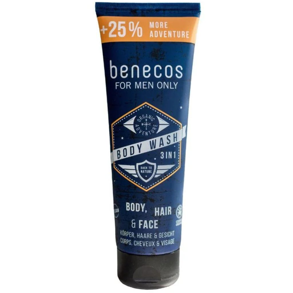 benecos for men only, gel de spălare 3în1 pentru corp, păr și față, 250 ml
