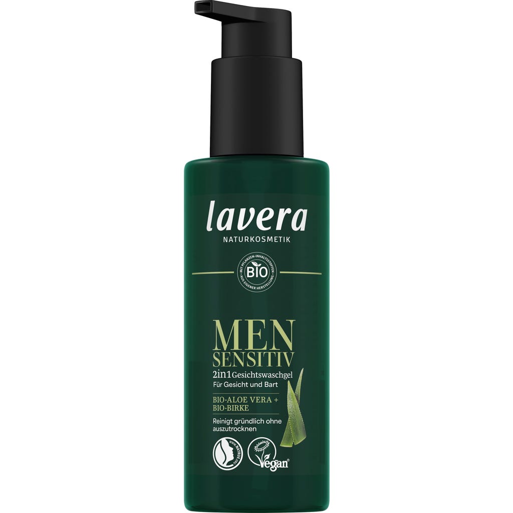 lavera Men Sensitiv, gel de curățare pentru față 2în1, 150 ml